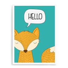Quadro Decorativo 23x33cm Nerderia e Lojaria branco raposo hello branco