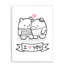 Quadro Decorativo 23x33cm Nerderia e Lojaria branco ursinho love branco