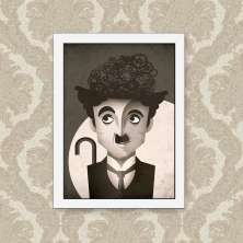 Quadro Decorativo 23x33cm Nerderia e Lojaria chaplin minimalista preto