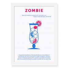 Quadro Decorativo 23x33cm Nerderia e Lojaria drinks zombie branco