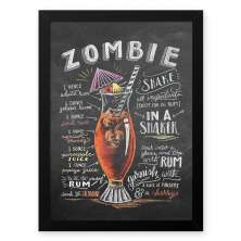 Quadro Decorativo 23x33cm Nerderia e Lojaria lousa zombie branco