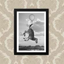 Quadro Decorativo 23x33cm Nerderia e Lojaria zebra surreal preto