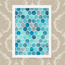 Quadro Decorativo 33x43cm Nerderia e Lojaria azul geometrico preto