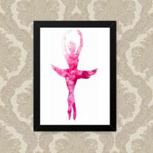 Quadro Decorativo 33x43cm Nerderia e Lojaria bailarina rosa preto