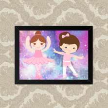 Quadro Decorativo 33x43cm Nerderia e Lojaria balle meninas preto