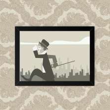 Quadro Decorativo 33x43cm Nerderia e Lojaria chaplin preto