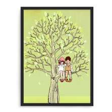 Quadro Decorativo 33x43cm Nerderia e Lojaria criancas na arvore preto