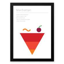 Quadro Decorativo 33x43cm Nerderia e Lojaria drinks manhathan preto