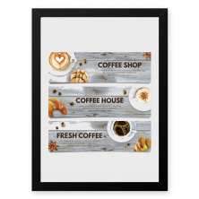 Quadro Decorativo 33x43cm Nerderia e Lojaria graos cafe fresh preto