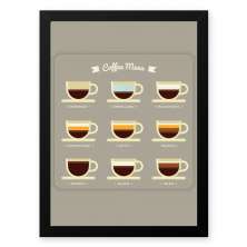 Quadro Decorativo 33x43cm Nerderia e Lojaria graos cafe menu preto