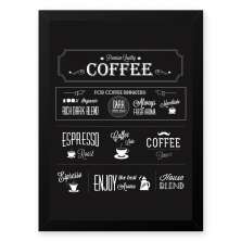 Quadro Decorativo 33x43cm Nerderia e Lojaria graos cafe premium quality preto