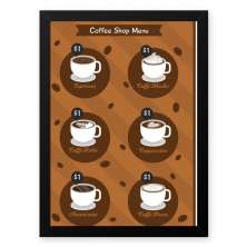 Quadro Decorativo 33x43cm Nerderia e Lojaria graos cafe shop menu preto