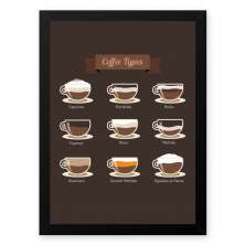 Quadro Decorativo 33x43cm Nerderia e Lojaria graos cafe tipos preto