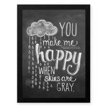 Quadro Decorativo 33x43cm Nerderia e Lojaria lousa make me happy preto