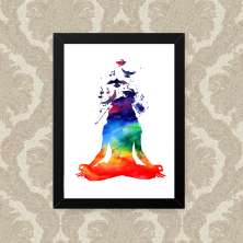 Quadro Decorativo 33x43cm Nerderia e Lojaria meditar cores preto
