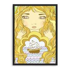 Quadro Decorativo 33x43cm Nerderia e Lojaria mocinha da mar preto