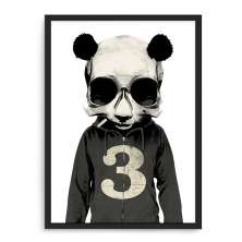 Quadro Decorativo 33x43cm Nerderia e Lojaria panda fumando preto
