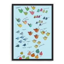Quadro Decorativo 33x43cm Nerderia e Lojaria passaros voado preto