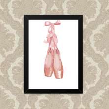 Quadro Decorativo 33x43cm Nerderia e Lojaria sapatilha rosa preto