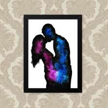 Quadro Decorativo 33x43cm Nerderia e Lojaria space kiss preto
