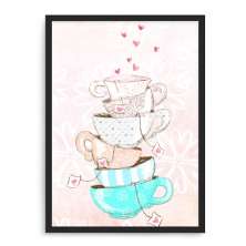 Quadro Decorativo 33x43cm Nerderia e Lojaria xicaras preto