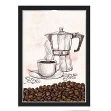 Quadro Decorativo Café grãos Nerderia 30x40 Maquina