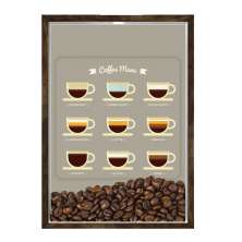 Quadro Decorativo Caixa Porta Grãos de Café 23x33cm Nerderia e Lojaria graos cafe menu madeira