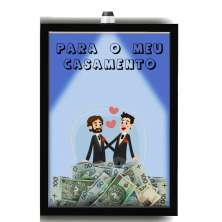 Quadro Decorativo Cofrinho Casamento  Nerderia - Iluminação Led