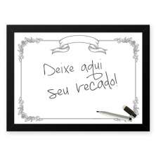 Quadro Decorativo Para Recados  33x43cm Nerderia e Lojaria borda chic preto