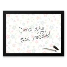 Quadro Decorativo Para Recados  33x43cm Nerderia e Lojaria floral preto