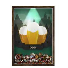 Quadro Decorativo Porta Tampinha/Lacre Cerveja Nerderia -Iluminação Led