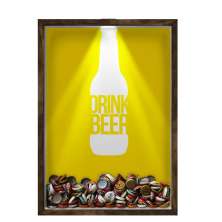 Quadro Decorativo Porta Tampinha/Lacre Cerveja Nerderia -Iluminação Led
