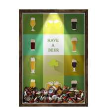 Quadro Decorativo Porta Tampinha/Lacre Cerveja Nerderia -Iluminação Led