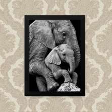 Quadro Elefante Familia 23X33cm