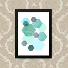 Quadro Esmeralda Geometrica 23X33