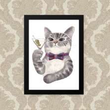 Quadro Gato Drink 23X33
