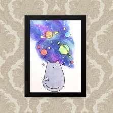 Quadro Gato Espaço 23X33