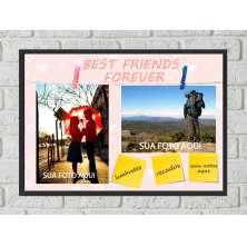 Quadro Porta Foto e Recadinho com Varal 23x33cm best friend forever 1 preto