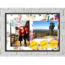 Quadro Porta Foto e Recadinho com Varal 23x33cm flowers colors preto