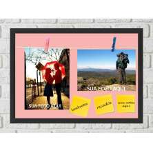 Quadro Porta Foto e Recadinho com Varal 23x33cm fundo rosa preto