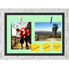 Quadro Porta Foto e Recadinho com Varal 23x33cm fundo verde preto