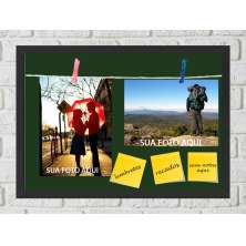 Quadro Porta Foto e Recadinho com Varal 23x33cm fundo verde preto