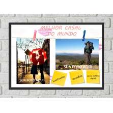 Quadro Porta Foto e Recadinho com Varal 23x33cm melhor casal 2 preto