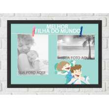 Quadro Porta Foto e Recadinho com Varal 23x33cm melhor filha preto