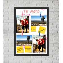 Quadro Porta Foto e Recadinho com Varal 33x43cm melhor casal 1 preto