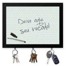 Quadro Recado Porta Chaves (Com Caneta Especial) 23x33cm Nerderia e Lojaria bolinhas preto
