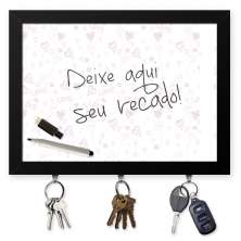 Quadro Recado Porta Chaves (Com Caneta Especial) 23x33cm Nerderia e Lojaria textura love preto