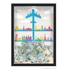 Quadro mapa  33x43 cm NERDERIA E LOJARIA viagens aviao paises preto