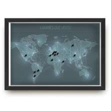 Quadro mapa  33x43 cm NERDERIA E LOJARIA viagens lugares sci fi preto