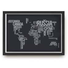 Quadro mapa  33x43 cm NERDERIA E LOJARIA viagens lugares textos preto